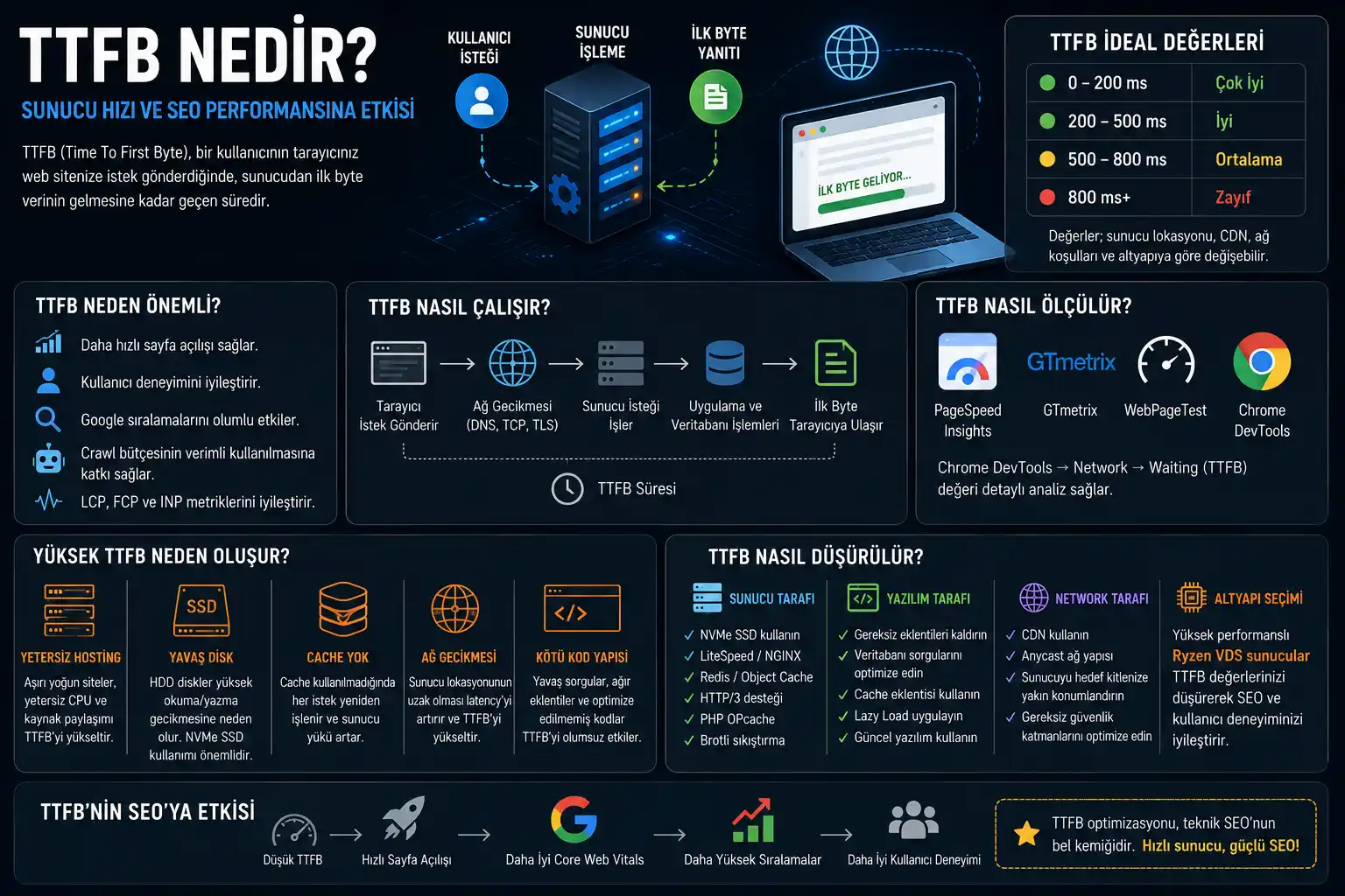 TTFB Nedir? Sunucu Hızı ve SEO Performansına Etkisi